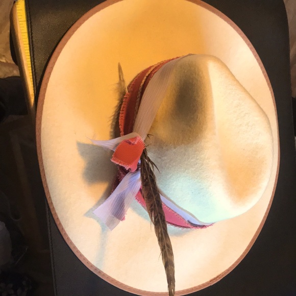 NWT 100% wool hat upcycled Western, boho, cowboy, Festival, beach,concert. - Picture 7 of 10